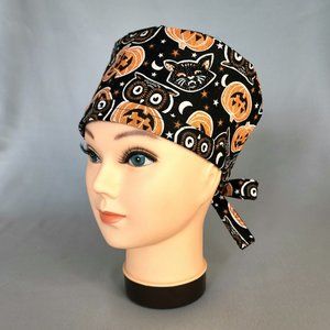 Reversible Halloween Owls Mens Womens Unisex Skull Chemo Surgical Scrub Hat Cap